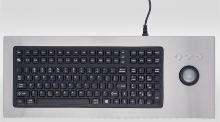 Промышленная клавиатура iKey DT-2000-TB в металлическом корпусе с 38-мм трекболом